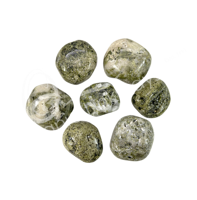 Epidote in Quartz, Tumbled