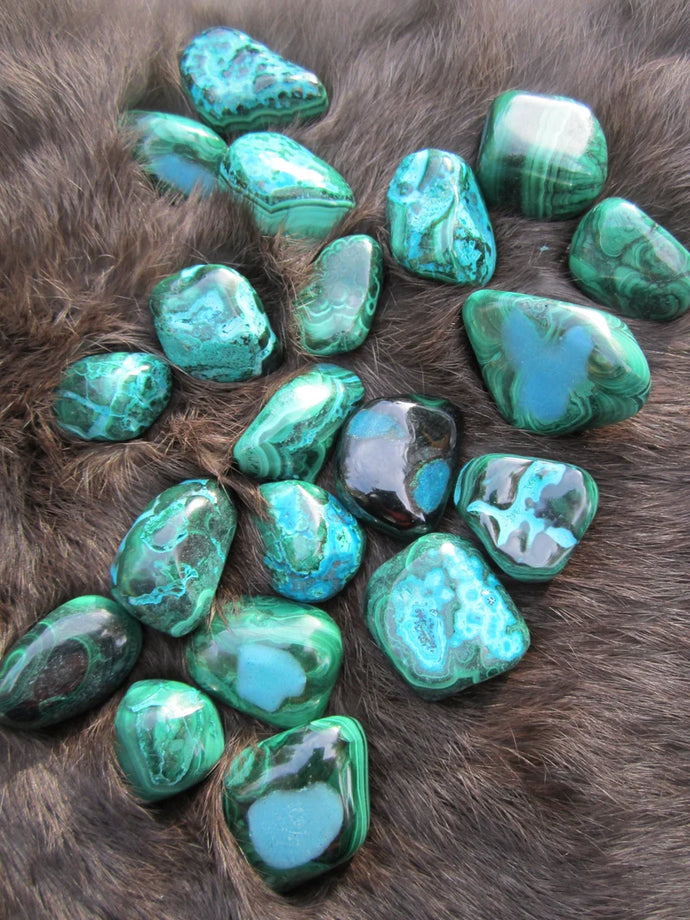 Malachite and Chrysocolla, Tumbled