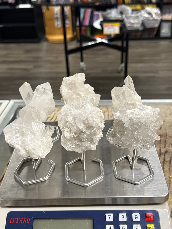 Raw Clear Quartz Cluster on Stand