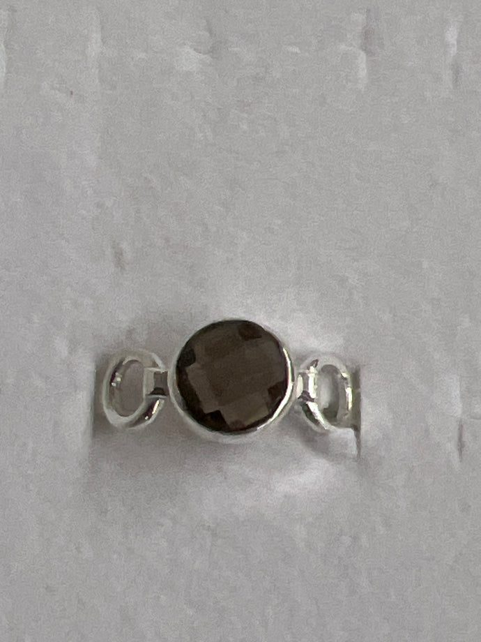 Smoky Quartz Trinity Ring Size 9