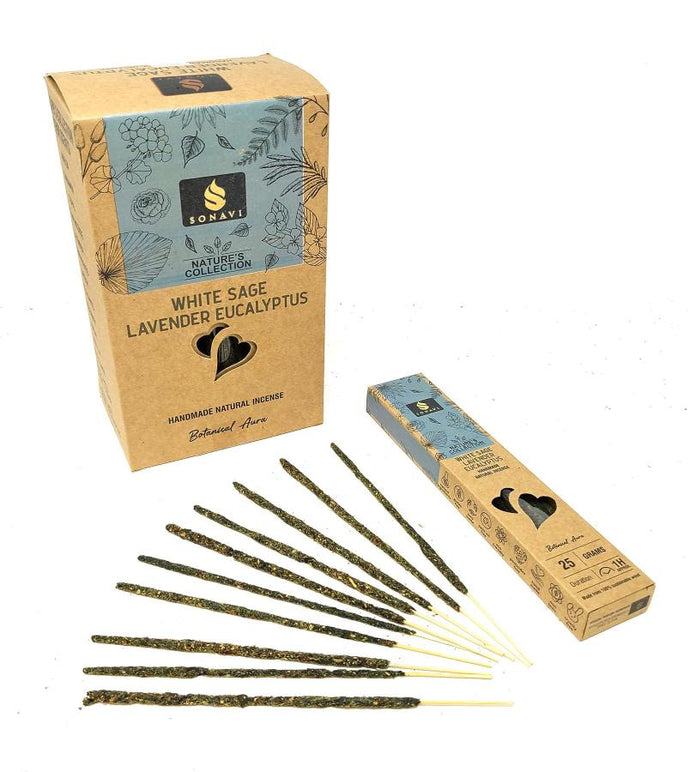 Sonavi All Natural White Sage, Lavender & Eucalyptus Incense Sticks 25 grams