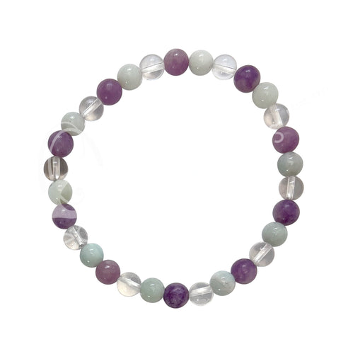 6mm Amazonite, Clear Quartz, Lepidolite Bracelet