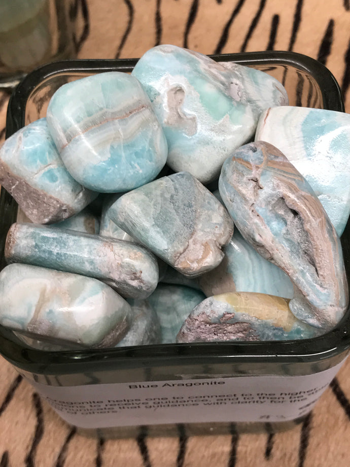 Blue Aragonite, Tumbled