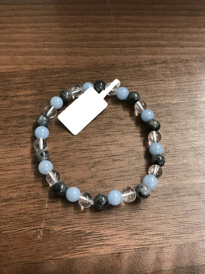 6 mm Labradorite, Angelite and Clear Quartz