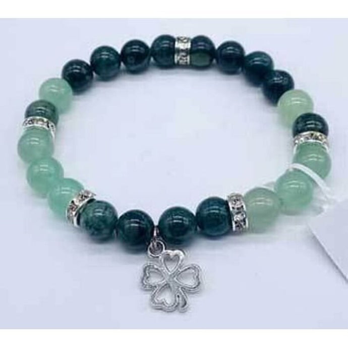 8 mm Kambaba Jasper and Green Aventurine W/ 4 Leaf Clover