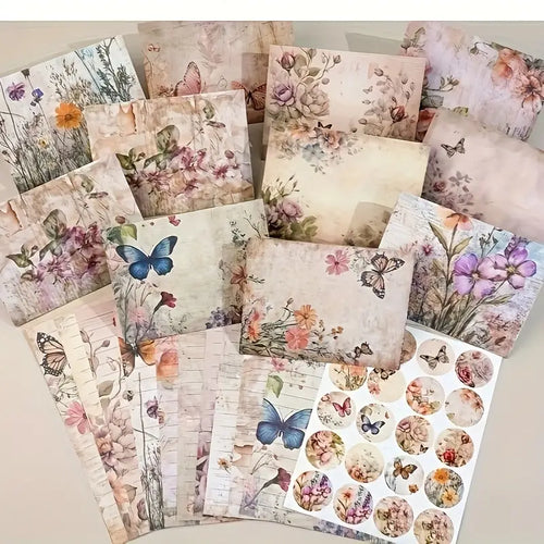 Butterflies and Flowers Paper with Envelopes