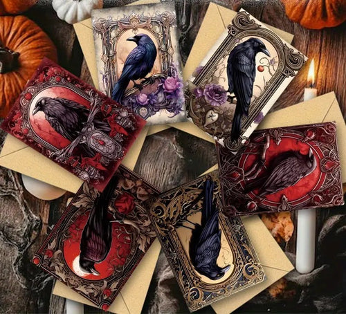 Blank Vintage Raven Greeting Cards