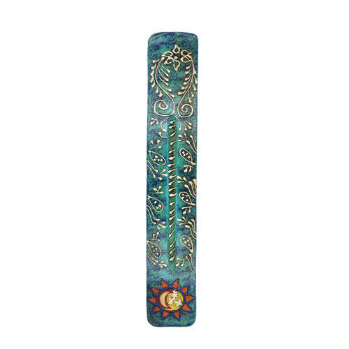 Teal Sun and Moon Incense Burner