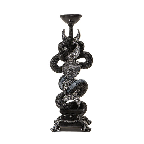 Triple Moon Black Serpent Candle Holder