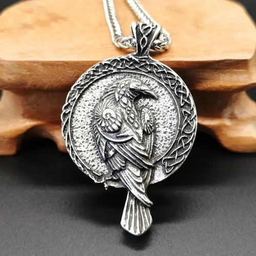 Celtic Raven Pendant Necklace