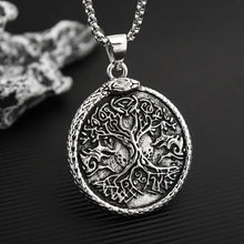 Pentagram Tree of Life Double-Sided Round Pendant Necklace
