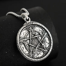Pentagram Tree of Life Double-Sided Round Pendant Necklace