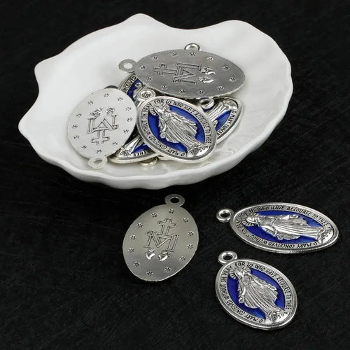 Large Blue Virgin Mary Charm