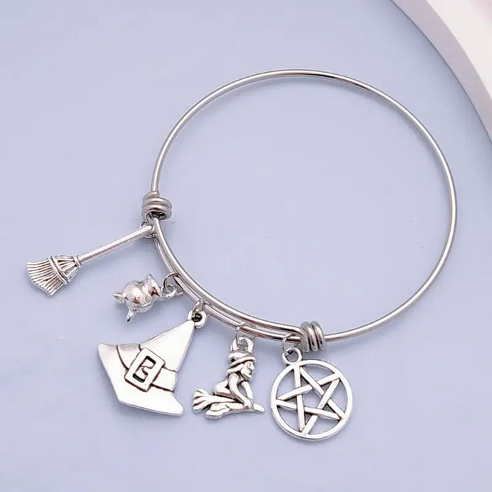 Stainless Steel Witchy Bangle Bracelet