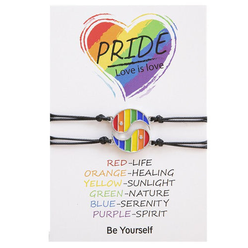 Rainbow Bracelet with Yin and Yang Pendant