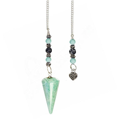 Amazonite Celtic Heart Beaded Pendulum