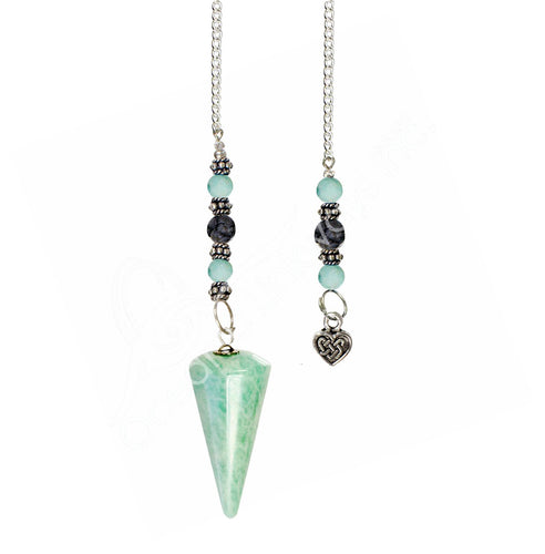 Amazonite Celtic Heart Beaded Pendulum