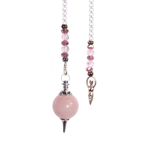 Rose Quartz Ball Goddess Pendulum