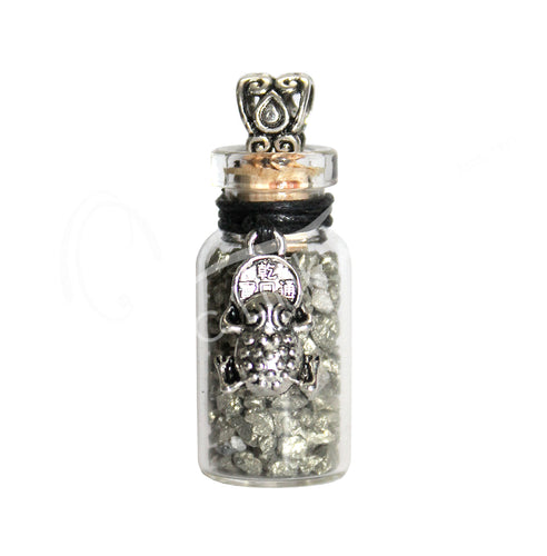 Pyrite Chips Bottle W/ Money Frog Necklace