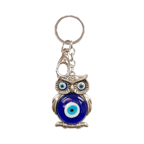 Evil Eye Glass Owl Key Chain