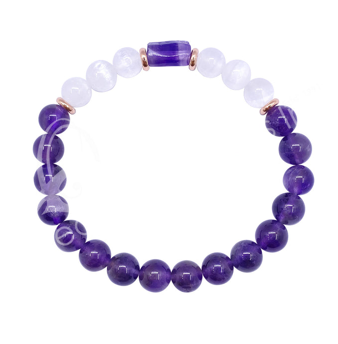 Amethyst and Satin Spar W/ Copper Bracelet