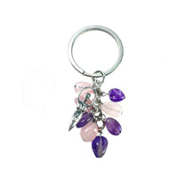 Rose Quartz and Amethyst W/ Goddess Key Chain