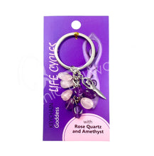 Rose Quartz and Amethyst W/ Goddess Key Chain