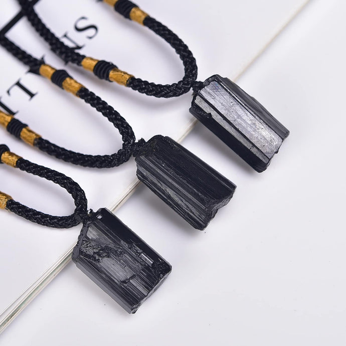 Raw Black Tourmaline Necklace (Approx. 1-2