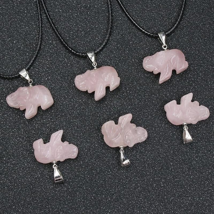 Rose Quartz Elephant Necklace