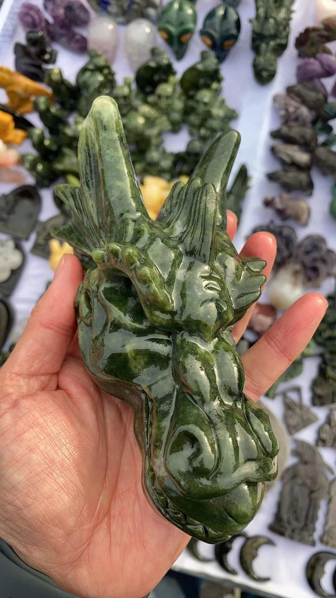 Nephrite (Jade) Dragon Skull