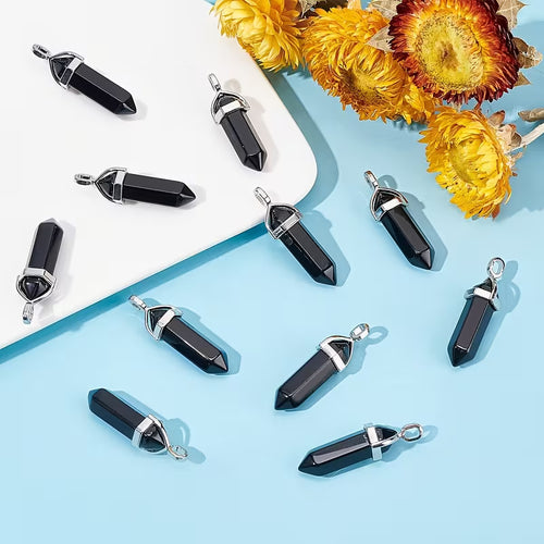 Double Terminated Black Obsidian Pendant