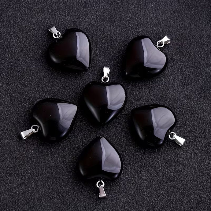 Heart Black Obsidian Pendant