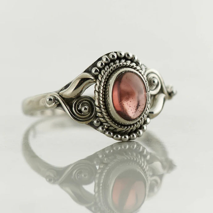 Garnet Sterling Silver Dalia Ring (Size 8)