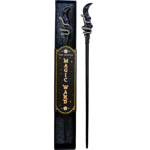 Magic Wand w/ Gift Box - Black Obsidian Moon & Snake