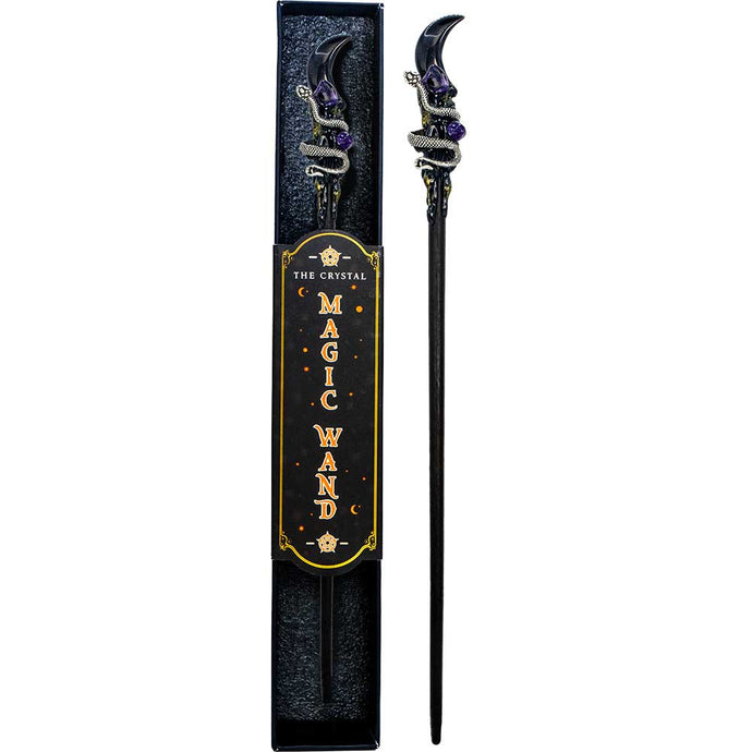 Magic Wand w/ Gift Box - Black Obsidian Moon & Snake