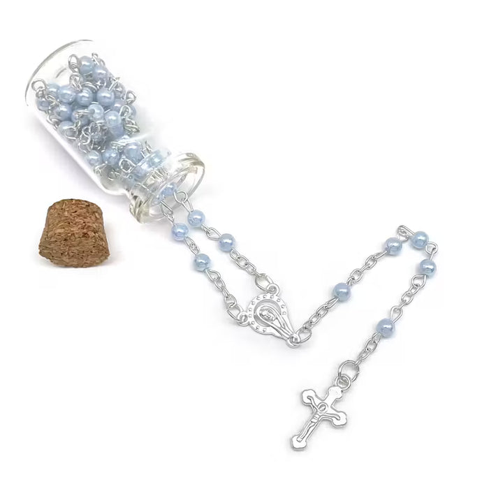 Baptism Rosary In Glass Jar Bottle