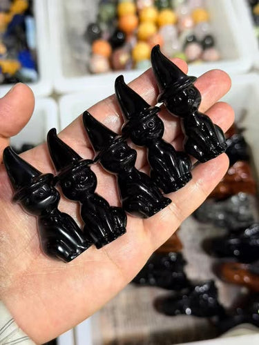 Cat with Hat Carving (Black Obsidian)