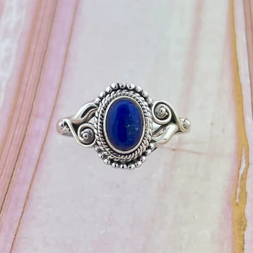 Lapis Lazuli Sterling Silver Dalia Ring (Size 9)