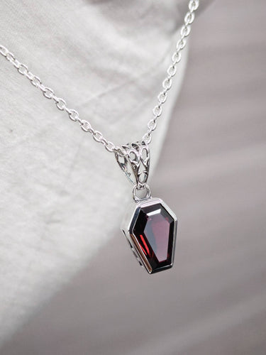 Garnet Coffin Necklace
