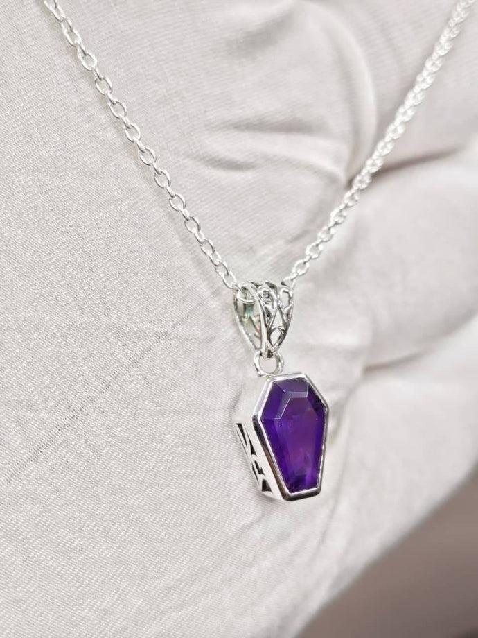 Amethyst Coffin Necklace