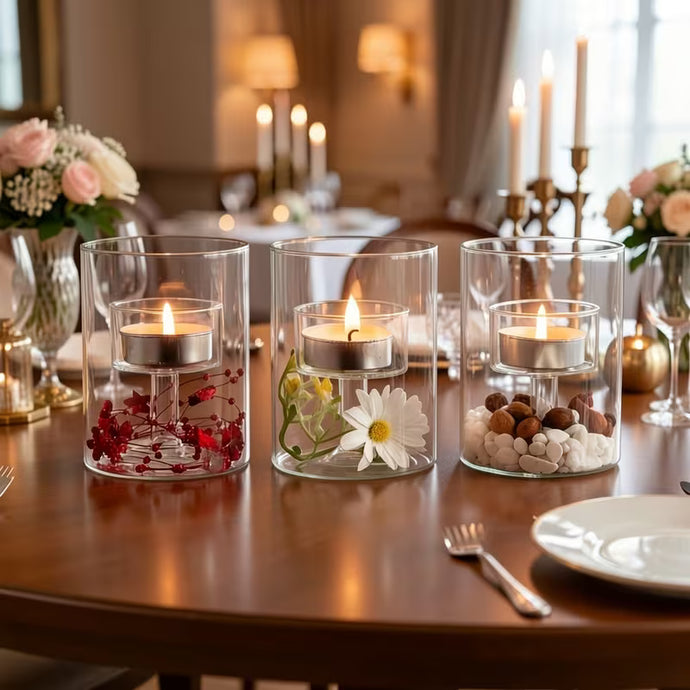 Cylinder Glass Decorative Hurricane Candle Holders