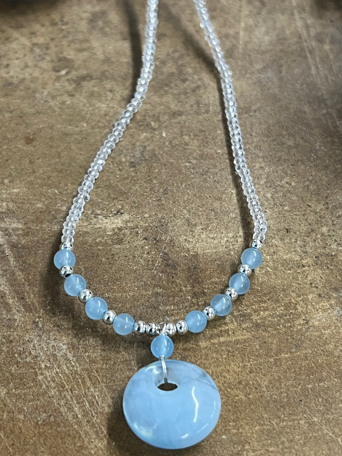 Aquamarine and Seed Bead Necklace