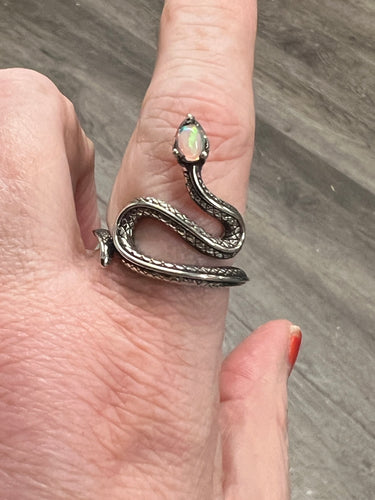 Wrapped Snake Ring W/ Opal