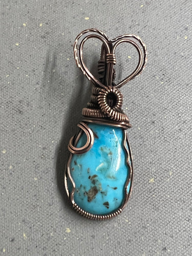 Native Turquoise Copper Wrapped Necklace (1)