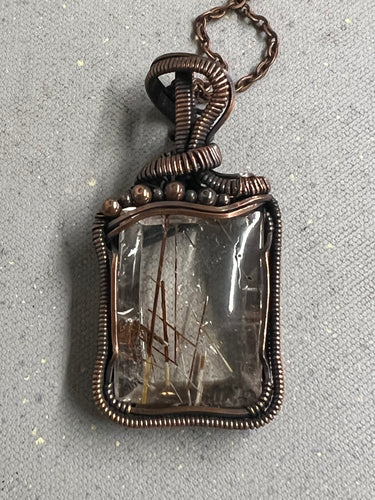 Rutilated Quartz Copper Wrapped Necklace