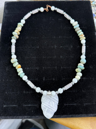 Amazonite And Pink Calcite Necklace
