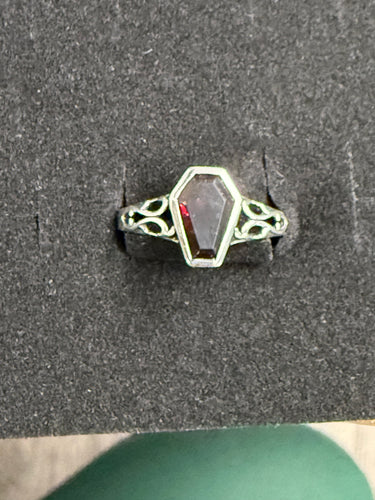 Garnet Coffin Rings