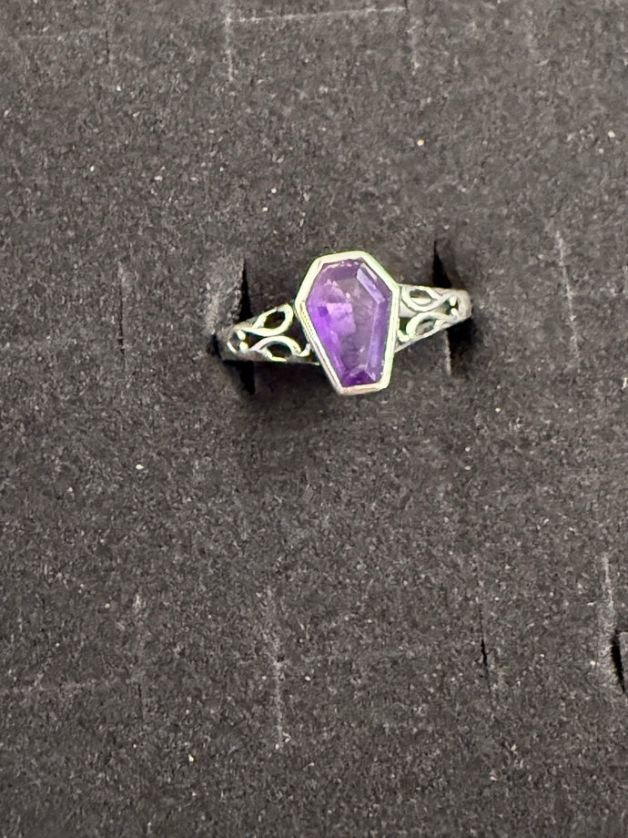Amethyst Coffin Rings