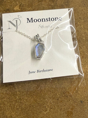 Rainbow Moonstone Coffin Necklace