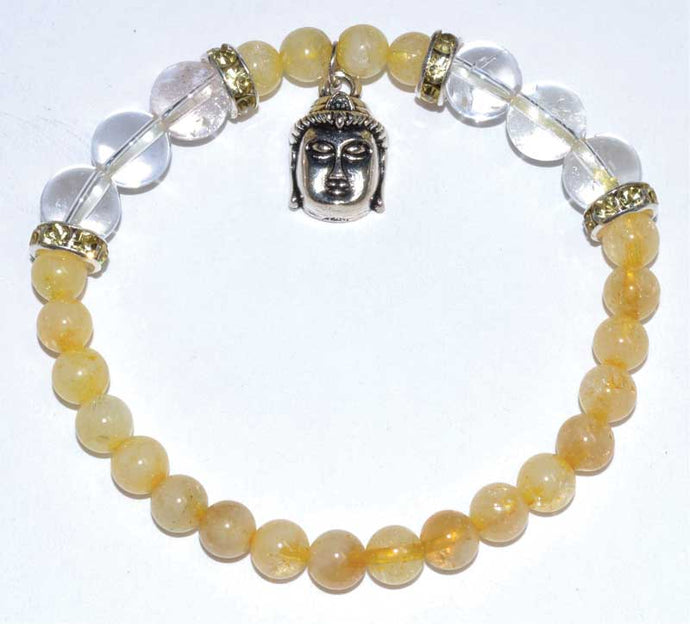 Citrine and Quartz Buddha Bracelet